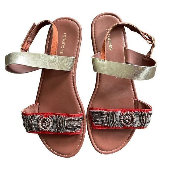 🌸 Maurices Ashlee metallic and beaded strap sandals - Picture 1 of 4